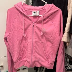 addidas cropped pink hoodie - medium